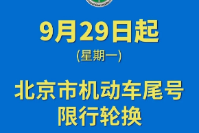下周一起，北京机动车尾号限行轮换